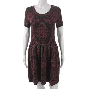 Romeo & Juliet Womens Sweater Dress Black Geometric Rayon Size M